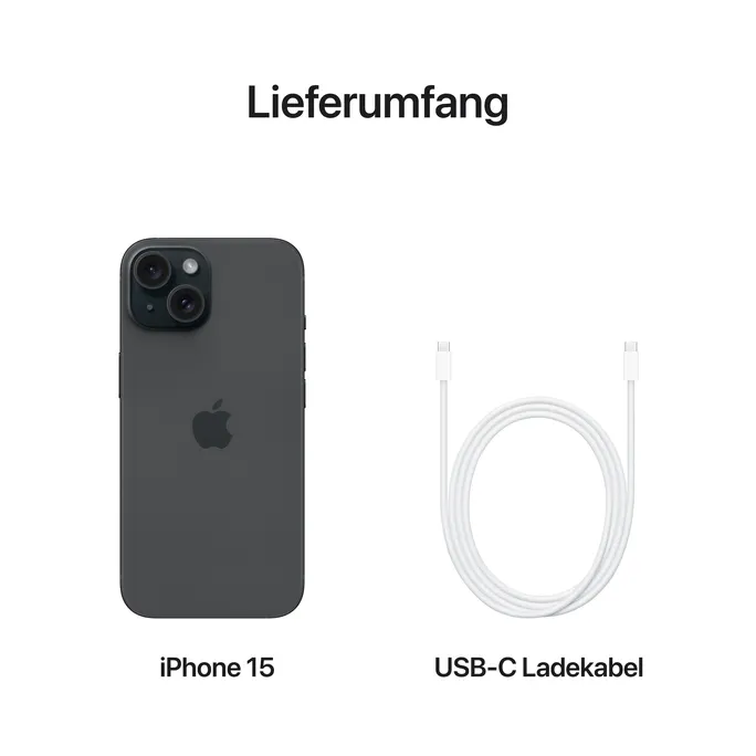 Apple iPhone 15 128 GB Schwarz MTP03ZD/A – Bild 2