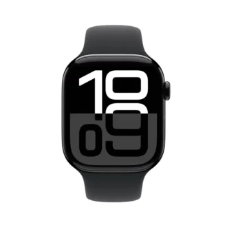 Apple Watch Series 10 LTE 46mm Diamantschwarz Aluminiumgehäuse mit schwarzem Sportarmband - M/L