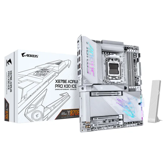 GIGABYTE X870E AORUS PRO X3D ICE WIFI7 ATX Mainboard Sockel AM5 HDMI – Bild 2
