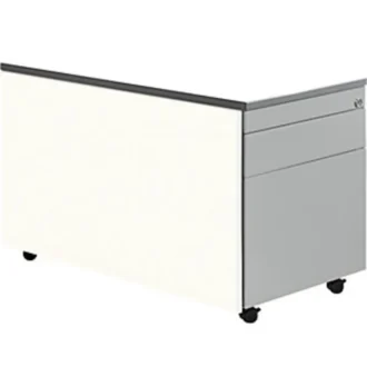 Schubladencontainer m. Rollen, 529x800, 1 Materialschub, 1 Hängereg, weiß/alu