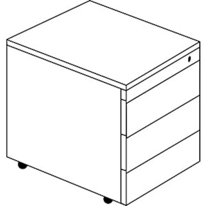Schubladencontainer mit Rollen, 570x600, Stahlpl., 3 Schubl. weiß/alu – Bild 3