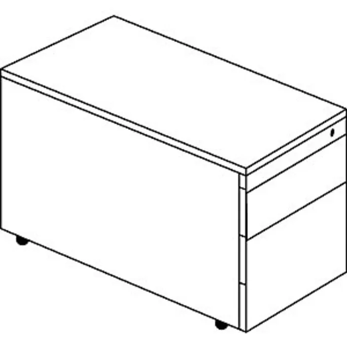 Schubladencontainer mit Rollen, 520x800, 1 Materialschub, 1 Hängereg, weiß/alu – Bild 2