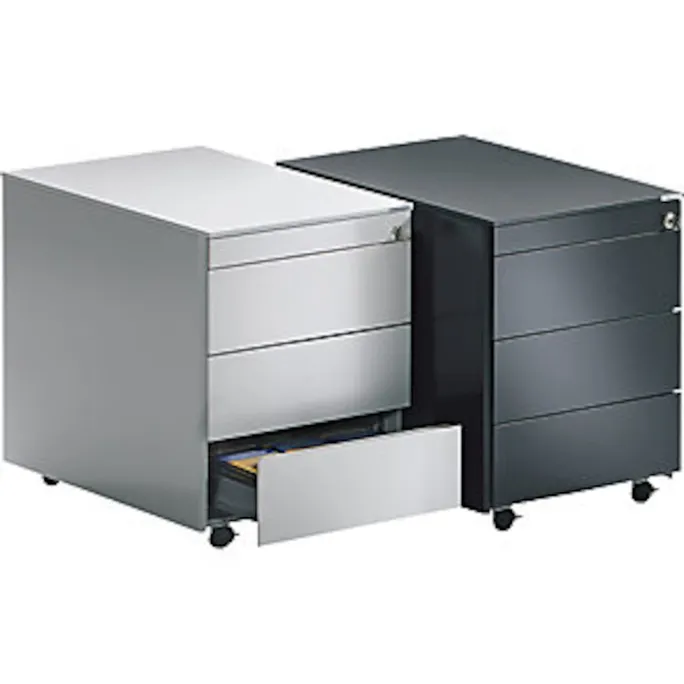 Schubladencontainer mit Rollen, 570x800, Stahlpl., 3 Schubl. weiß/anthrazit – Bild 2