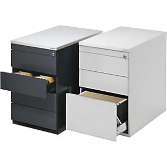 Schubladencontainer, HxT 720x800mm, 4 Schubladen, reinweiß/beigegrau – Bild 2