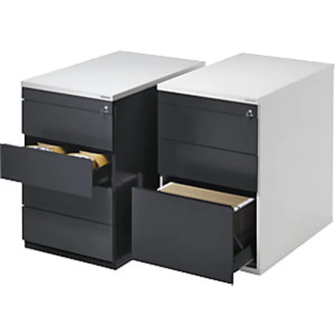 Schubladencontainer, 720x800 mm, 2 Materialschübe, 1 Hängereg., weiß/alu – Bild 2