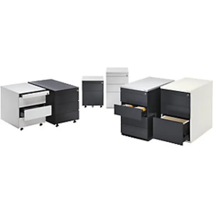 Schubladencontainer, 720x800 mm, 2 Materialschübe, 1 Hängereg., weiß/alu – Bild 3