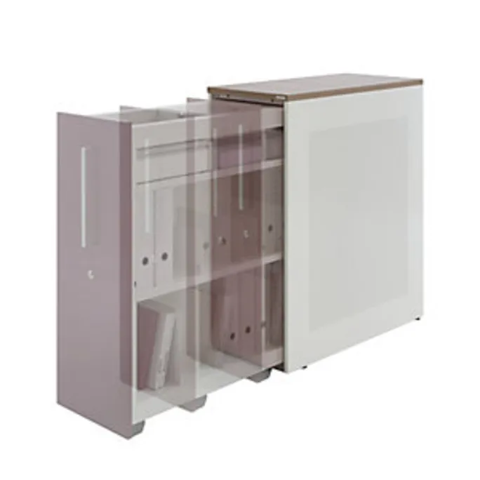 Hochauszugschrank, Thekenelement links stehend, H 1250mm, reinweiß/anthrazitgrau – Bild 2