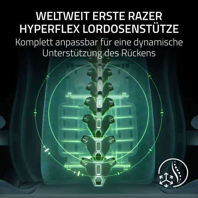 Razer ISKUR V2 NewGen Hellgrau Gaming-Stuhl mit atmungsaktivem Komfort, Razer HyperFlex™ Lordosenstütze – Bild 2