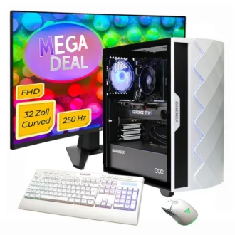 Hyrican GAMEMAX MegaDeal Diamond WT SET2703 7798 R7-5700X 16GB/1TB SSD RTX 5060 Win11 + MSI MAG 32C6X Curved Monitor 80cm (32")